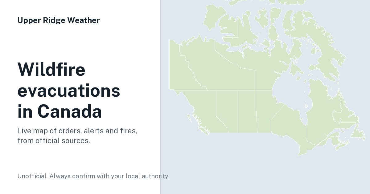 Evacuation map preview: a map of Canada's provinces beside the title Wildfire evacuations in Canada.